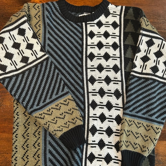 Vintage Gitano Acrylic Sweater Mens M Geometric Long Sleeve 80s 90s Y2K Coogi - Picture 1 of 7